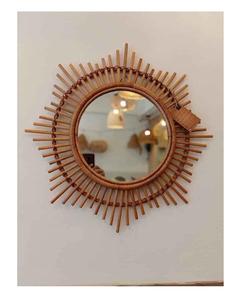 Luckywind Vintage Artisanat Bandes Décoratives En Osier Cadre Miroir À La Main Bambou Rotin Mur Art Décor À La Maison Mur De 99GD - Product Image 2