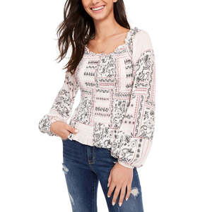 Camicetta Rossa con Maniche a Poet di American Rag Junior, Taglia Small, in Chiffon Stampato - Product Image 1