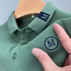 เสื้อโปโลผ้าฝ้าย100เปอร์เซ็นต์สำหรับผู้ชายเสื้อกอล์ฟทรงสลิมฟิตออกแบบโลโก้ของคุณเอง - Product Image 2