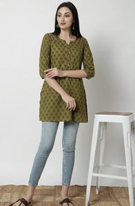 Motivos étnicos de alta calidad impresos de algodón puro Kurti elegante diseño impreso Kurti de mujer para ropa de fiesta - Product Image 2