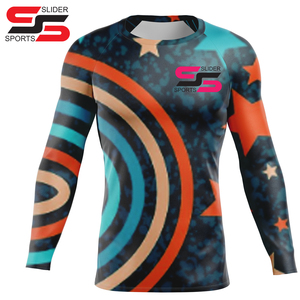 Camiseta de natación de manga larga con estampado sublimado para hombre, chaleco Rash para hombre, protección UV, Rash Guard, logotipo personalizado, capas base de surf de secado rápido - Product Image 4