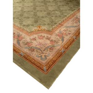 Alfombra de Lana Anudada a Mano Verde de Gran Tamaño Aalam Paem-336 con Patrón Floral Rectangular para Sala de Estar o Pasillo - Product Image 2