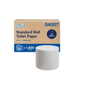 Papier toilette en rouleau standard haute capacité sans noyau Scott Professional Essential (04007), 36 rouleaux de 1 000 feuilles - Product Image 1