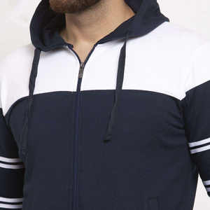 Derniers survêtements unisexes de haute qualité, couleur bleu et blanc unis, à manches longues, à capuche et à taille élastique avec cordon de serrage - Product Image 4