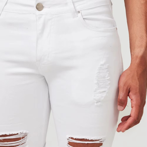 Ropa informal de verano para hombre, alta calidad, cómoda, elástica, blanca, con cremallera rasgada, botón transpirable, respetuoso con el medio ambiente, personalizable - Product Image 2