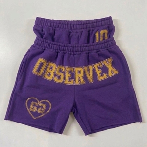 High Elastic Waist Front Logo Knee Length <b>Hip</b> Hop Sweat Shorts Streetwear Casual Cotton Fleece Mens Jogging Running - Product Image 2