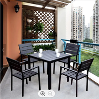 Restaurant extérieur Patio Jardin Plastique Meubles en bois Aluminium brossé Extérieur Carré Rond Table à manger et ensembles de chaises