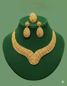 Ensemble de colliers en cuivre plaqué or 1K pour femmes, bijoux offrant une éclatante beauté avec une construction durable pour les festivals et les événements - Product Image 1