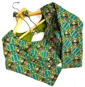 Blusa moderna Blusa con cuello en V con espalda abierta paterrn con manga larga La blusa Tiene estampado de posición trabajo elegante seda pura pesada - Product Image 4