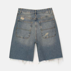 Pantalones cortos vaqueros de alta calidad de fabricante para hombre, ropa de calle personalizada, pantalones cortos de verano con diamantes de imitación desgastados, pantalones cortos vaqueros para hombre - Product Image 3