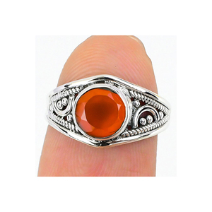Wholesale 925 Solid Sterling Silver Wedding Engagement <b>Rings</b> Orange Carnelian Gemstone Direct Factory OEM <b>Indian</b> Supplier - Product Image 3