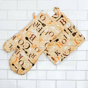 Recycled Cotton <b>Oven</b> Mitts <b>with</b> <b>Silicone</b> printed Pot Holders for Cooking Microwave Baking Home Food Protection for Restaurants - Product Image 3