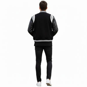 Veste universitaire en laine de qualité supérieure avec logo personnalisé, manches en cuir véritable de haute qualité, pour le streetwear ou le sport - Product Image 6