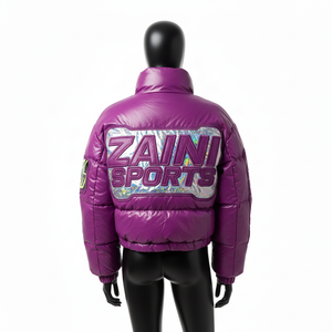 Chaqueta Acolchada Extra Grande para Mujer, Tejido de Nailon y Poliéster Brillante, Diseño de Paneles Acolchados, Chaqueta Acolchada con Logotipo de Parche Personalizado para Mujer - Product Image 2