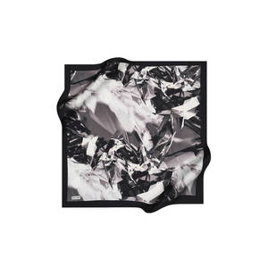 Black and White Polyester Square Geometric Pattern Scarf - Product Image 1