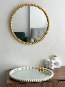 Muebles Modernos para Sala de Estar, Espejo de Pared de Resina Brillante, Incrustaciones de Hueso Talladas a Mano, Panel Trasero de MDF, Elementos Decorativos de Madera para Bodas - Product Image 2