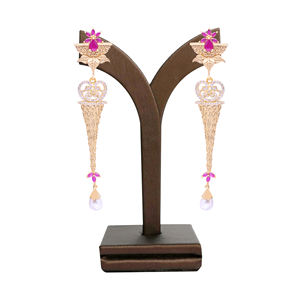 Elegant AD Matte Gold Plated Earrings Modern AD Dangle Earrings Custom Fashion Jewelry Supplier Luxury <b>Artificial</b> Jewelry Export - Product Image 1