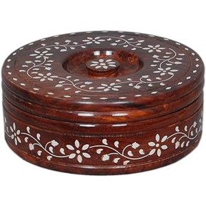 Casserole Chapati artisanale traditionnelle Accents en bois et technologie thermique de conception imprimée pour la conservation de la chaleur - Product Image 2