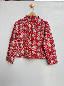 Jersey acolchado informal para mujer, abrigo indio con estampado de bloques de mano, Kimono Floral con estampado de algodón, botón Reversible para todas las estaciones - Product Image 5