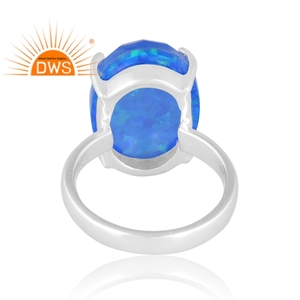 Design chaud en argent Sterling synthétique vert opale de feu bague en pierres précieuses conception personnalisée bijoux pour femmes cadeau pour elle - Product Image 2