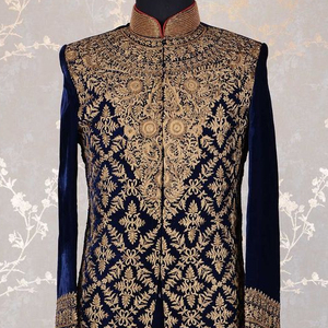 NEW HEAVY ZARI EMBROIDERY on SHERWANI DRESS on VELVET FABRIC & ALSO MATCHING SHOE WITH DRESS for PARTY-WEAR/WEDDING @2022 - Product Image 1