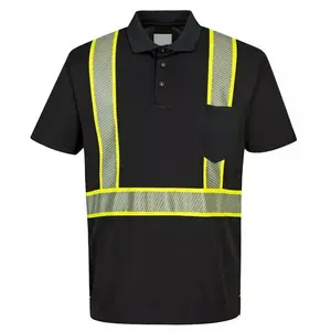 맞춤형 높은 가시성 반사 안전 t 셔츠 긴 소매 남성 건설 hi viz 작업 셔츠 포켓 티셔츠