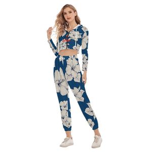 2023 personalizado etiqueta privada liso Sudadera con capucha pantalones de chándal mujeres TracFully sublimación chándales para mujeres con Hoodi recortado - Product Image 5