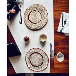 Sets de table ronds en fibre de banane naturelle tissés à la main, durables et éco-responsables, fabriqués artisanallement pour la maison, motif uni, ovales - Product Image 1
