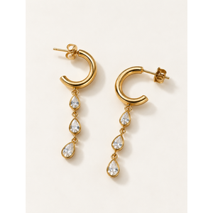 Pendientes de Aro con Diseño de Cascada de Lágrimas - Pendientes de Moda - Product Image 1