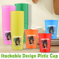 Nouveautés : Gobelets de stade en plastique sans BPA de 12 oz avec logo personnalisé pour la fête de l'Indépendance américaine, idéaux pour les célébrations festives