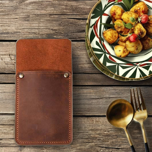 Porte-Couverts de Luxe en Cuir Véritable Écologique Fait Main pour Restaurant Organisateur de Salle à Manger Rangement de Couverts Look Rustique Sac - Product Image 5