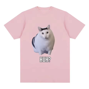 เสื้อยืดคอกลมทรงปกติ ผ้าฝ้าย 100% คุณภาพเยี่ยม ลาย Huh Fat Cat สไตล์สตรีทแวร์ แขนสั้น สกรีนโลโก้ได้ สำหรับทุกเพศ - Product Image 6
