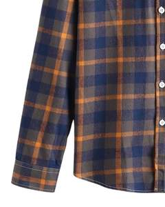 Manufacturer Custom <b>Mens</b> Navy <b>Brown</b> Check Flannel <b>Shirt</b> Button Down Long Sleeve Casual Plaid <b>Shirt</b> Chest Pocket Soft Warm Wear - Product Image 5