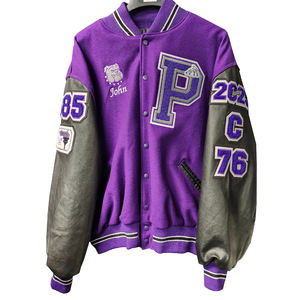 <b>Vintage</b> Wool Chenille Embroidery <b>Varsity</b> <b>Jacket</b> for Men Custom Logo Collage Baseball <b>Jacket</b> with Leather Sleeves Winter Wear - Product Image 2