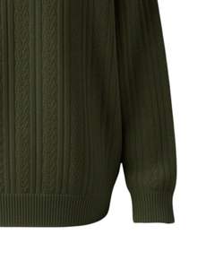 Manufacturer Custom Mens Vertical <b>Cable</b> <b>Knit</b> Polo <b>Sweater</b> Long Sleeve Button Neck Warm Winter Pullover Top In Green - Product Image 5