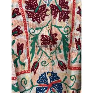 Abrigo de invierno de algodón Unisex hecho a mano, chaqueta de fiesta con borde crudo de punto transpirable, Suzani, bordado a mano, tejido para mujer - Product Image 4