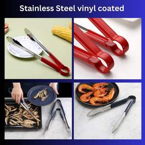 Pinzas para alimentos de acero inoxidable de primera calidad, superventas, utensilios de cocina de Metal para barbacoa con silicona resistente al calor para uso doméstico - Product Image 2