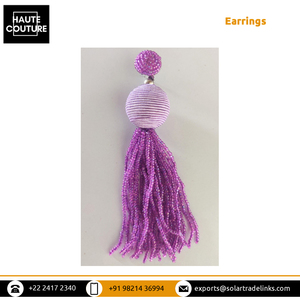 Último nuevo diseño llamativo Bolas de cordón largo para mujer con pendientes de borlas con cuentas adecuados para ropa de fiesta nocturna - Product Image 6