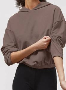 Sudadera con capucha de gran tamaño recortada alta personalizada para mujer, jersey con capucha, sudadera informal de punto de invierno, ropa de salón, ropa informal - Product Image 3