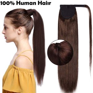 Queue de cheval vente en gros produits de vente chaude 100% extensions de cheveux vierges Remy humains cordon de serrage - Product Image 2