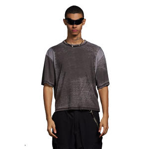 Lo último en ropa de calle, camisetas recortadas con lavado ácido Vintage, camisetas desgastadas para hombres, camisetas Unisex recortadas personalizadas a la venta a granel - Product Image 1