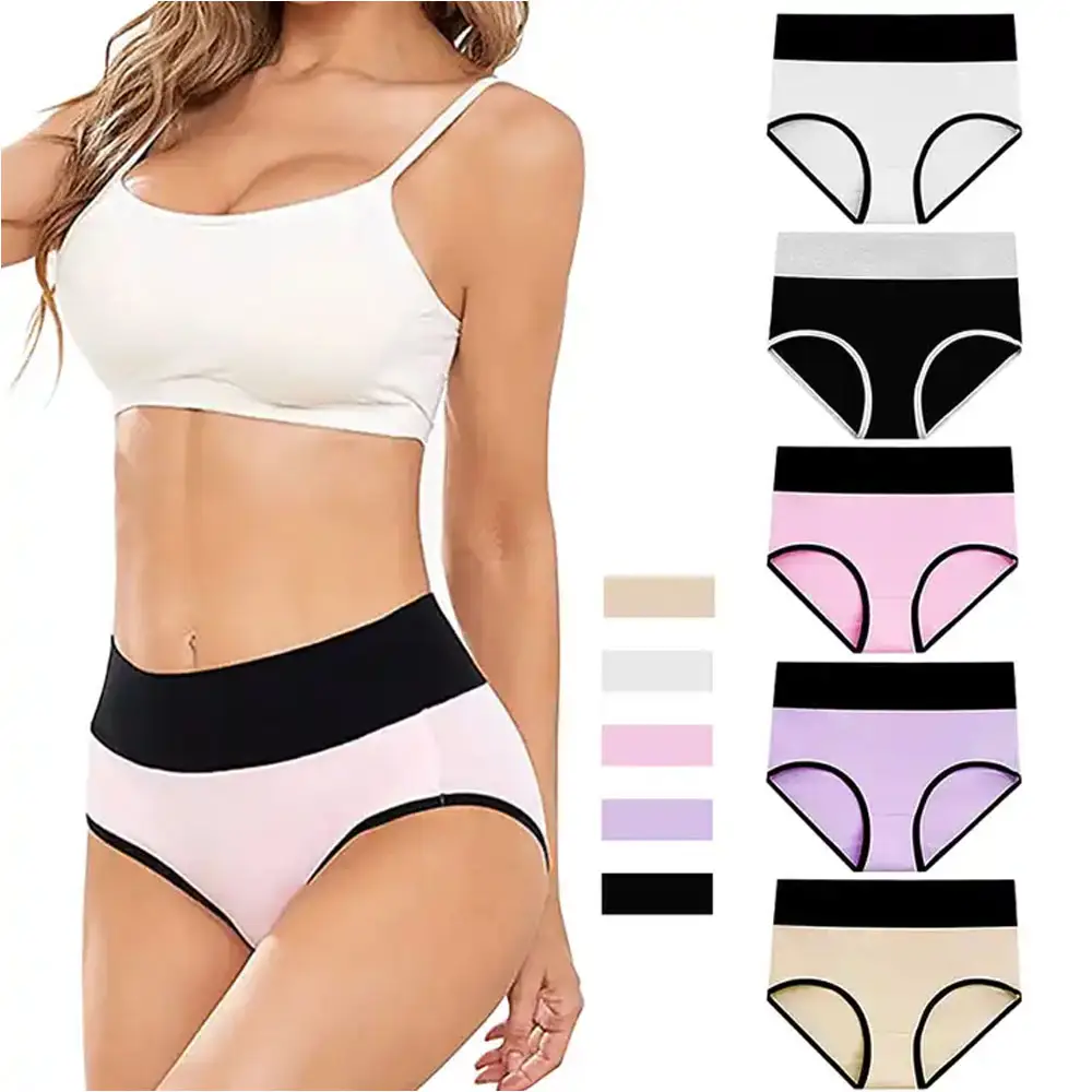 FÜNF STÜCKE GROSSE GRÖSSE FRAUEN ORGANISCHE PANTIEN, HOT STYLE ATEMBARE BAUMWOLLE UNTERWÄSCHE SEIDEN ICE BIKINI PANTS UNTERWÄSCHE G-STRING