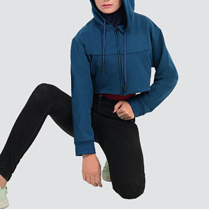 Nuevo último diseño Crop Top para niñas Logotipo personalizado Mujeres Sudaderas con cremallera Sudadera con capucha recortada de moda con cremallera - Product Image 5