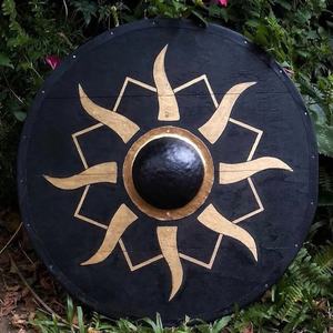 Escudo Vikingo JEXMOO Hecho a Mano de 24 Pulgadas, de Madera y Acero con Alto Contenido de Carbono, Diseño de Copa Central, con Soporte Compatible y Personalizable - Product Image 6