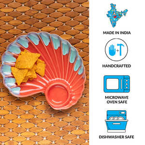 Red Chip-N-Dip Serving Platter In Ceramic - Product Image 3