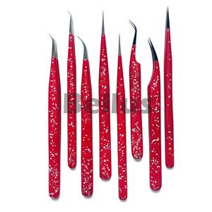 Pinzas para pestañas con revestimiento de nuevo diseño, pinzas para extensión de pestañas de acero inoxidable sostenible con logotipo, calidad superior, OEM - Product Image 1
