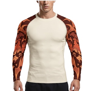 Custom sublimation rashguard <b>men</b> sports wear <b>base</b> <b>layer</b> long sleeve BJJ MMA rash guard sublimated printed fighting top - Product Image 1