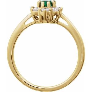 Anillo de Compromiso Stuller con Halo de Oro Amarillo de 14K 689138:603P con Gema de Circonio de 10mm y Baño de Rodio - Product Image 2