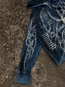 Sudadera con capucha de diamantes de imitación personalizada 100% ropa de calle de algodón con cremallera completa Sudadera con capucha vintage con cremallera serigrafiada Sudadera con capucha 500gsm French Terry - Product Image 4