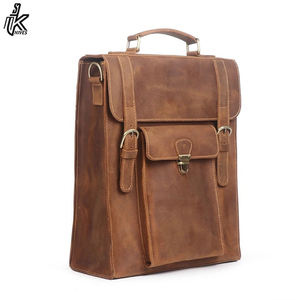 Mochila de cuero de PU estilo Crazy Horse Vintage para hombre, cierre de cremallera Unisex con función USB, forro suave, Material de poliéster - Product Image 2